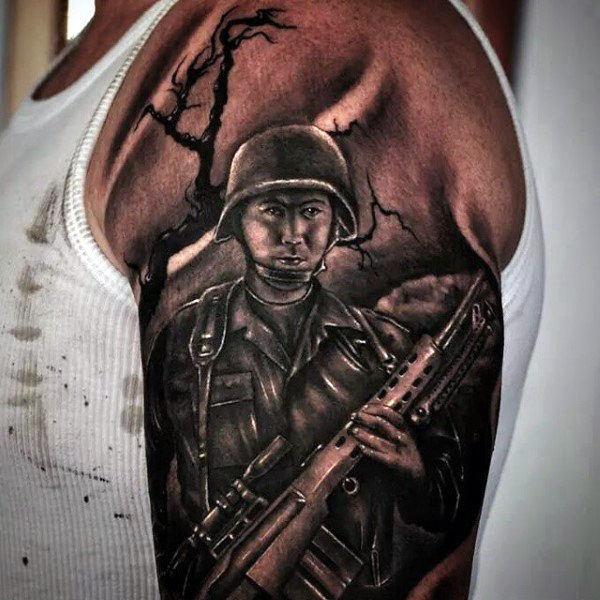 100 Milit R Tattoos F R M Nner Memorial War Solider Designs Mann