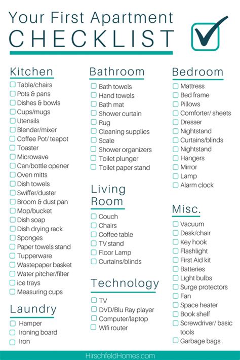1St Apartment Checklist: Essential Items For New Renters