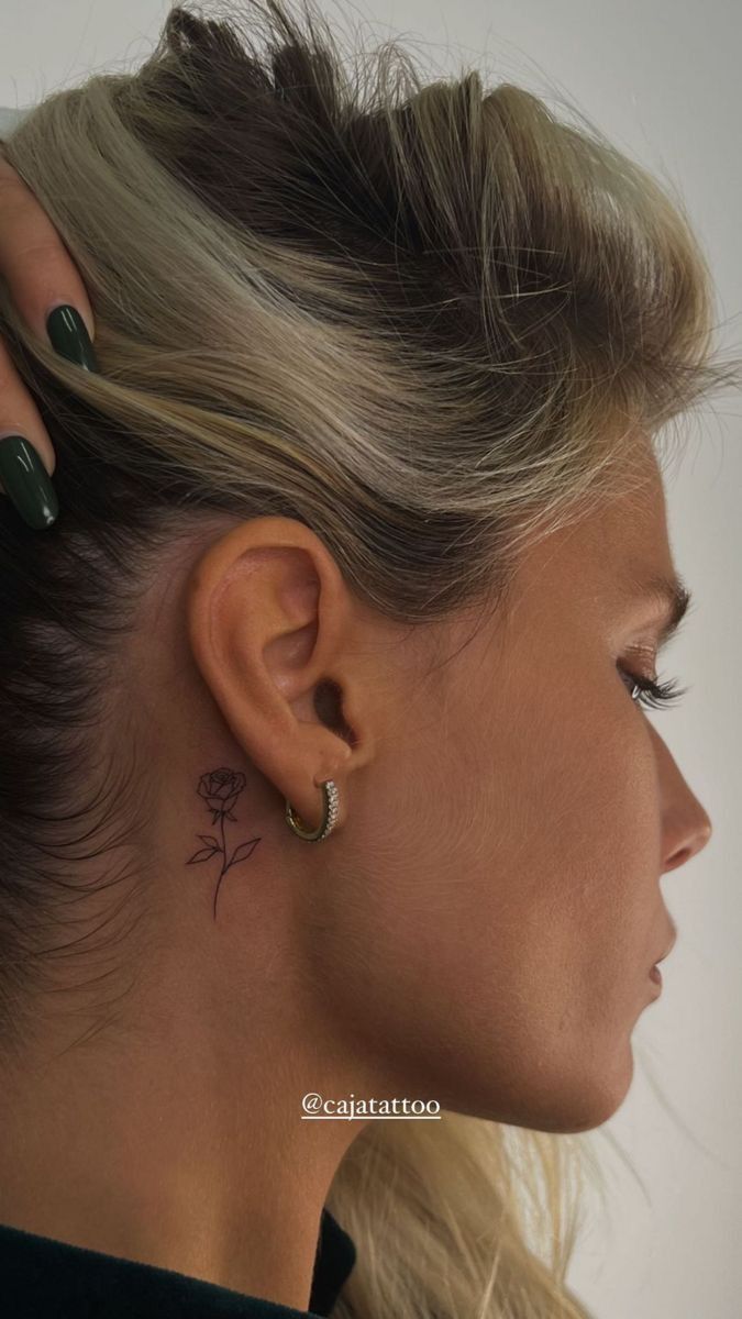 24 Rose Behind Ear Tattoos Ideas Rose Tattoo Behind Ear Semi Colon