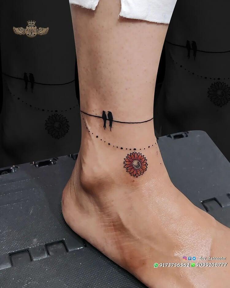25 Simple And Small Tattoo Designs For Women Ankle Bracelet Tattoo