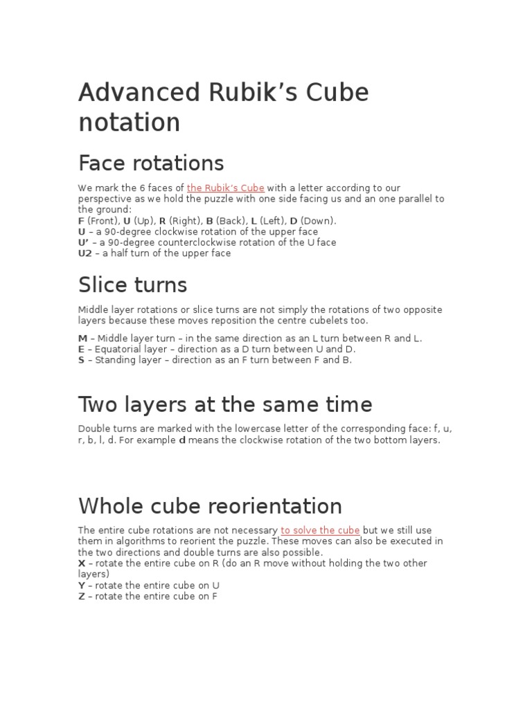 Advanced Rubik S Cube Notation Advanced Rubik S Cube Notation