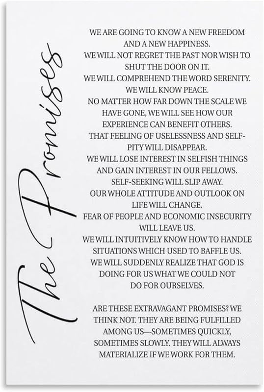 Amazon Com The Aa Promises Addiction Recovery Wall Art Twelve Steps Posters Canvas Print Wall Art Modern Classroom Bedroom Room Aesthetics Decoration Boys Women Gift 24 36Inch No Framed Posters Prints