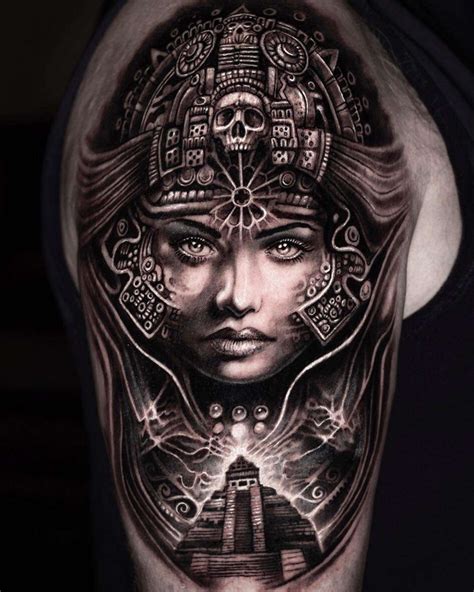 Aztec Warrior Woman Tattoo Design Aztec Tattoo Ideas