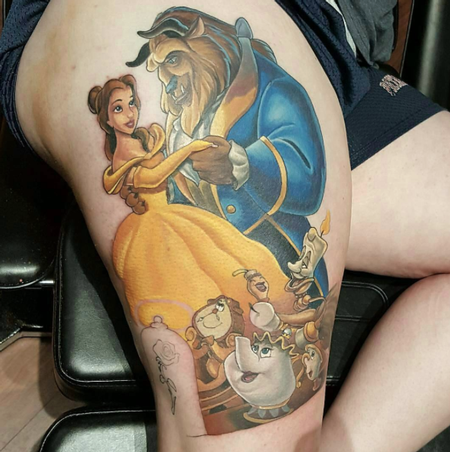Beauty The Beast Thigh Piece By Halo Tattoonow