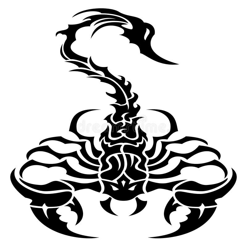 Black And White Tribal Scorpion Tattoo Design Stock Illustration
