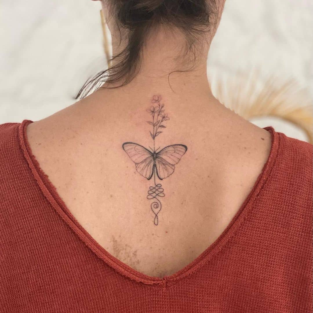 Butterfly Tattoo On Upper Back