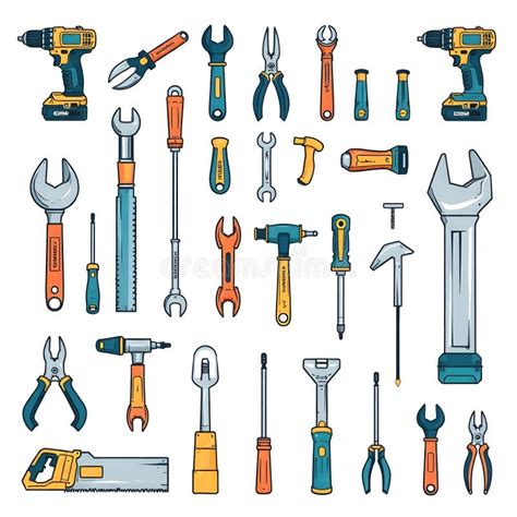 Collection Of Hand Tools And Power Drills Repair Diy And Construction Collection Of Hand Tools And Power Drills Repair Diy And Construction