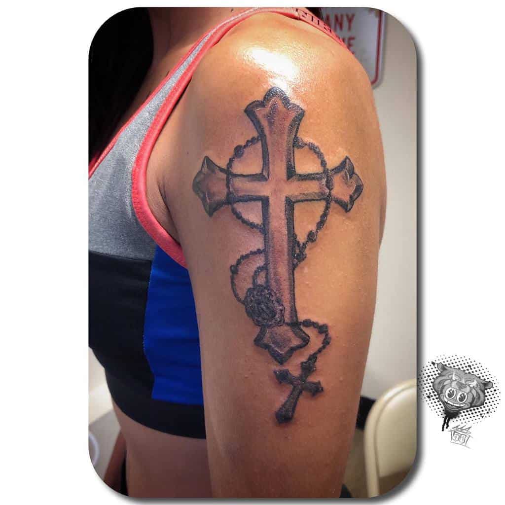 Cross Tattoo Lower Arm
