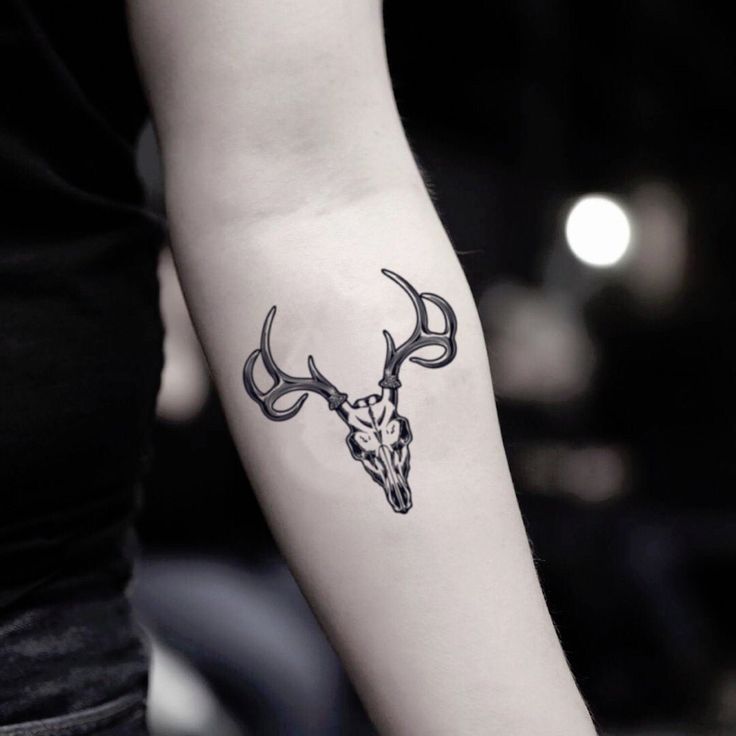 Deer Skull Temporary Fake Tattoo Sticker Set Of 2 Etsy
