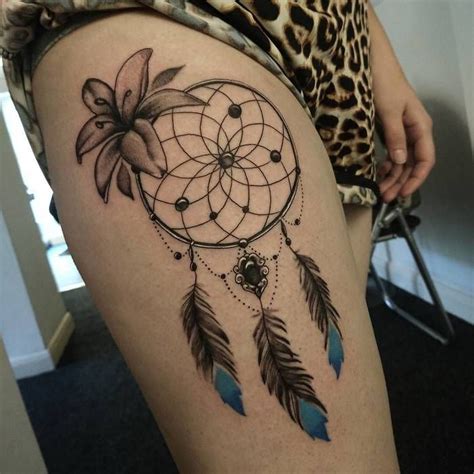 Dreamcatcher Tattoo On Thigh