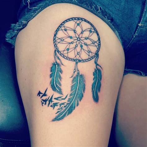 Dreamcatcher Thigh Tattoos