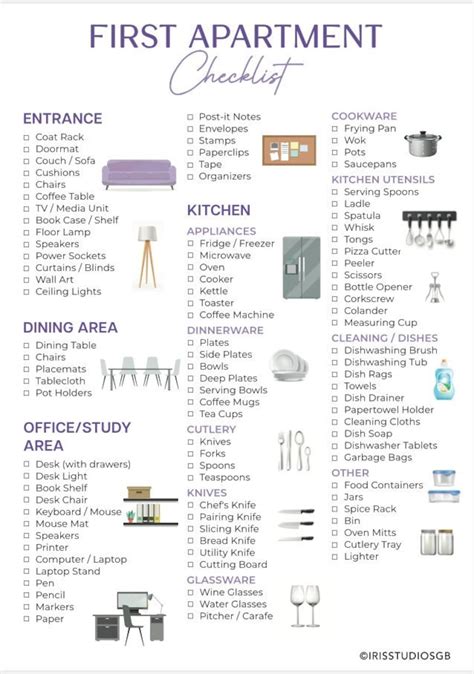 First Apartment Checklist Extensive Etsy First Apartment Checklist Extensive Etsy