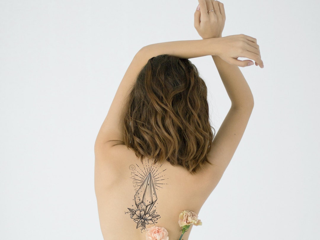 Floral Crystal Tattoo Design Ticket Celestial Flowers Etsy Floral Crystal Tattoo Design Ticket Celestial Flowers Etsy