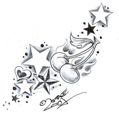 Flower And Stars Tattoo Designs