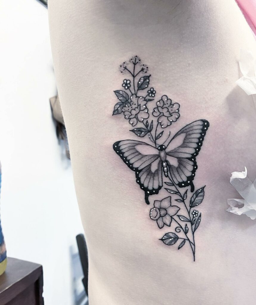 Flower Butterfly Tattoo