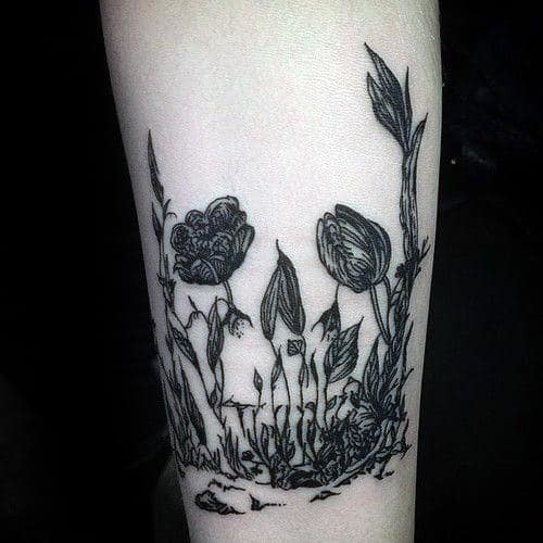 Flower Skull Tattoo Forearm