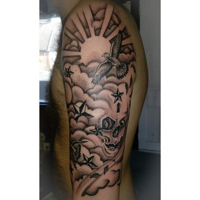 Half Sleeve Tattoos Clouds Design