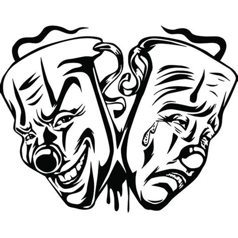 Happy Sad Masks 8 Laugh Now Cry Later Clown Face Gangster Biker Thug Tattoo Illustration Theater Svg Png Clipart Vector Cricut Cut Cutting Etsy