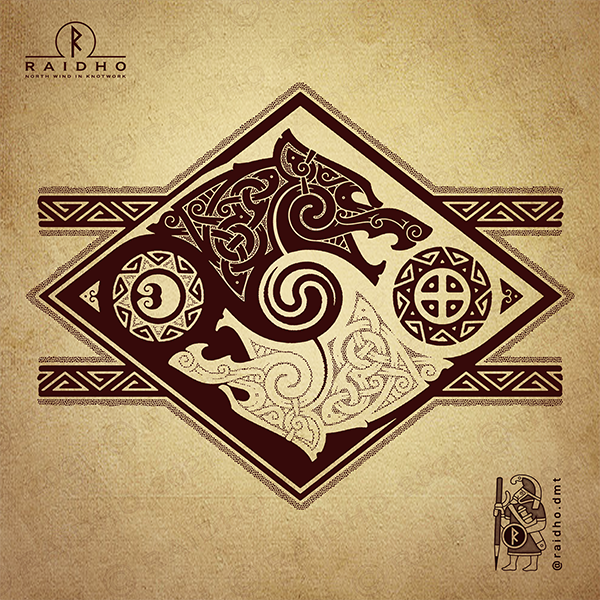 Hati And Skoll Knotwork Tattoo Design By Raidho In 2025 Norse Tattoo