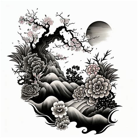 Japanese Style Tattoo Design White Background Png File Download High