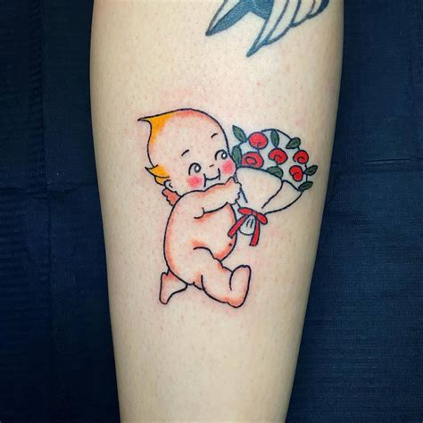 Kewpie Tattoo Hand Poked On The Shin Kewpie Tattoo Hand Poked On The Shin