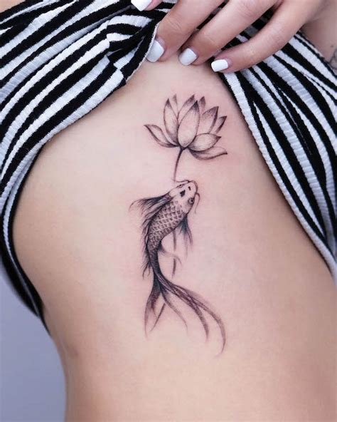 Koi Fish And Lotus Flower Tattoo Designs