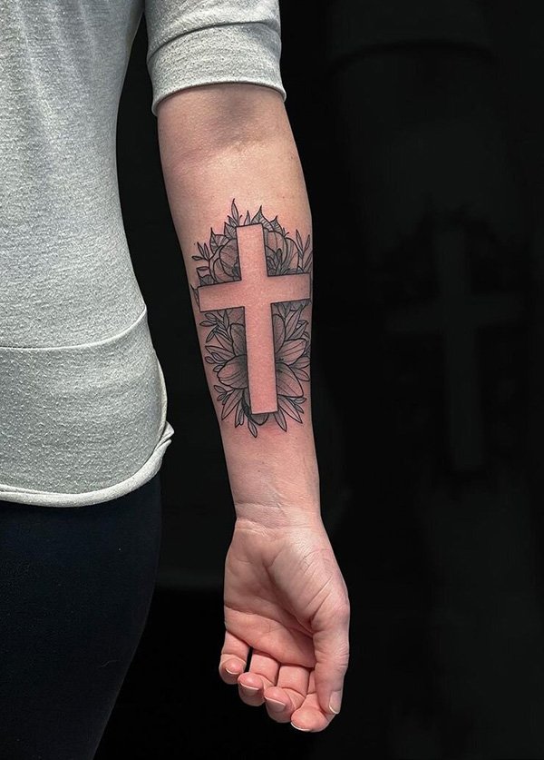 Lower Arm Cross Tattoos