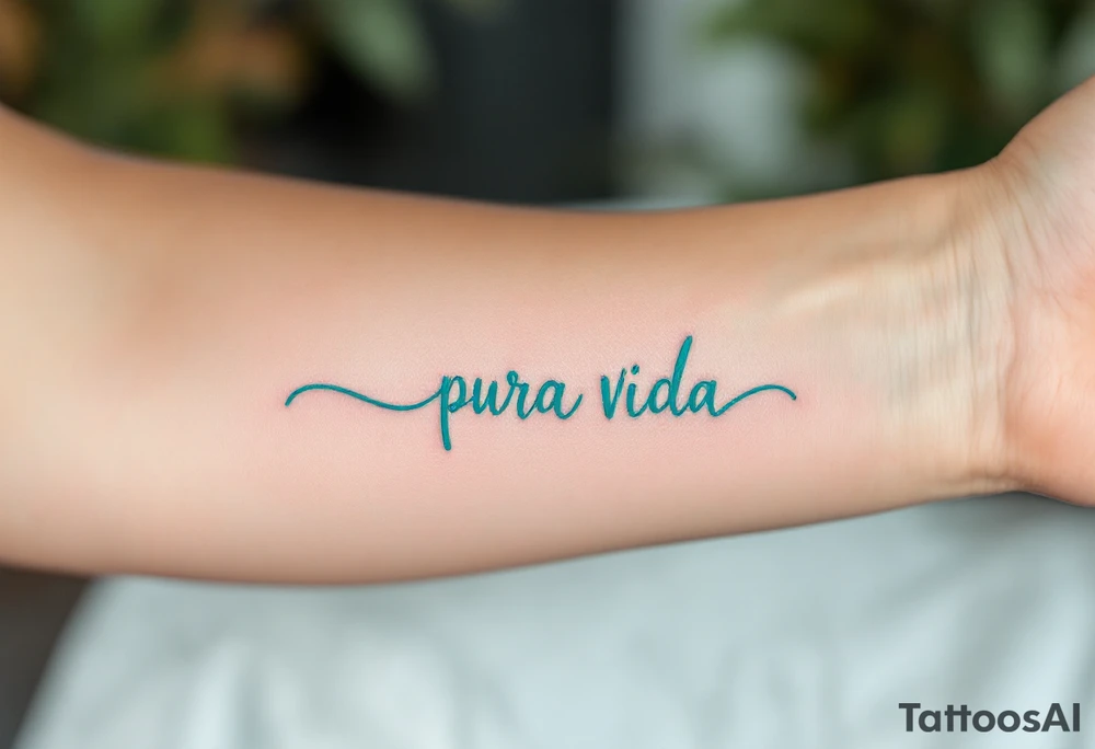 Minimal Pura Vida With A Single Turquoise Wave Curling Underneath The