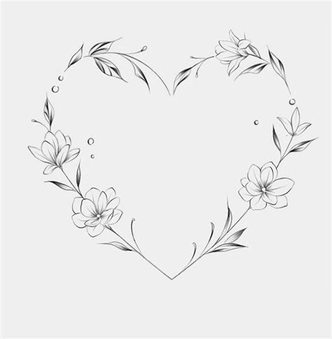 Minimalist Heart And Flower Outline Temporary Tattoo Set Of 3 Minimalist Heart And Flower Outline Temporary Tattoo Set Of 3