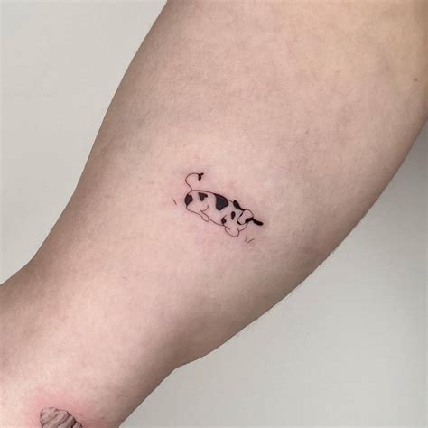 Minimalistic Style Cow Tattoo Located On The Inner Arm