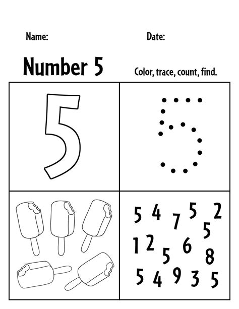 Number 5 Worksheet