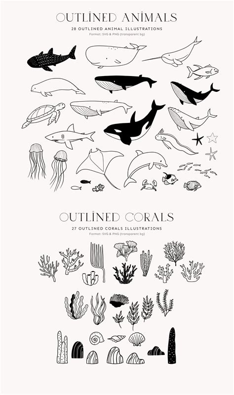 Ocean Animals Colored Amp Outline Ocean Tattoos Tattoos Small Tattoos