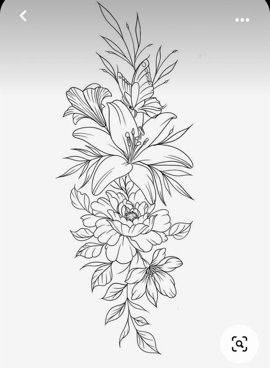 Peonies Floral Tattoo Stencil Flower Thigh Tattoos Flower Drawing