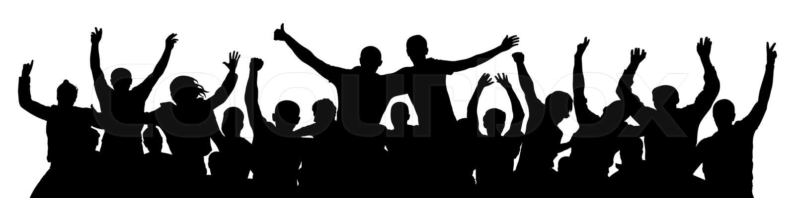 People Celebrate Silhouette Crowd Cheer Friends Background On A White Background Cartoon