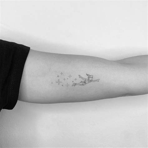 Peter Pan Tattoo Placed On The Inner Forearm Fine Line Peter Pan Tattoo Placed On The Inner Forearm Fine Line