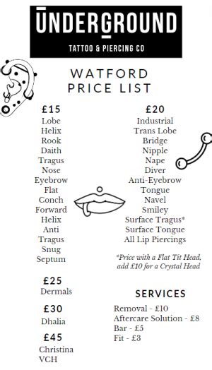 Piercings Hertfordshire Underground Tattoos Watford Watford Piercings Hertfordshire Underground Tattoos Watford Watford