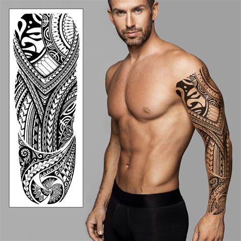 Polynesian Tribal Temporary Tattoo Sleeve Full Arm Samoan Maori Warrior Design Waterproof Temporary Tattoos Etsy