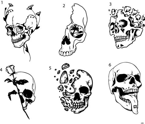 Pre Made Ready To Use Skull Rose Chain Heart Flash Tattoo Stencils Set