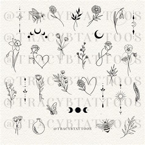 Printable Small Tattoo Flash Sheet 30 Designs Jpg Pdf Png Stencil Printable Small Tattoo Flash Sheet 30 Designs Jpg Pdf Png Stencil