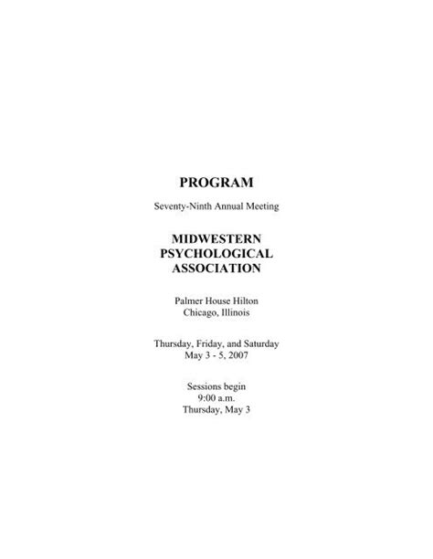 Program Midwestern Psychological Association