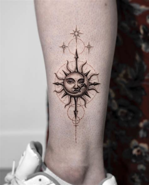Realistic Sun And Moon Tattoo Realistic Sun And Moon Tattoo