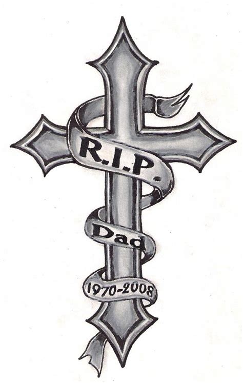 Rip Tattoo Design With Cross