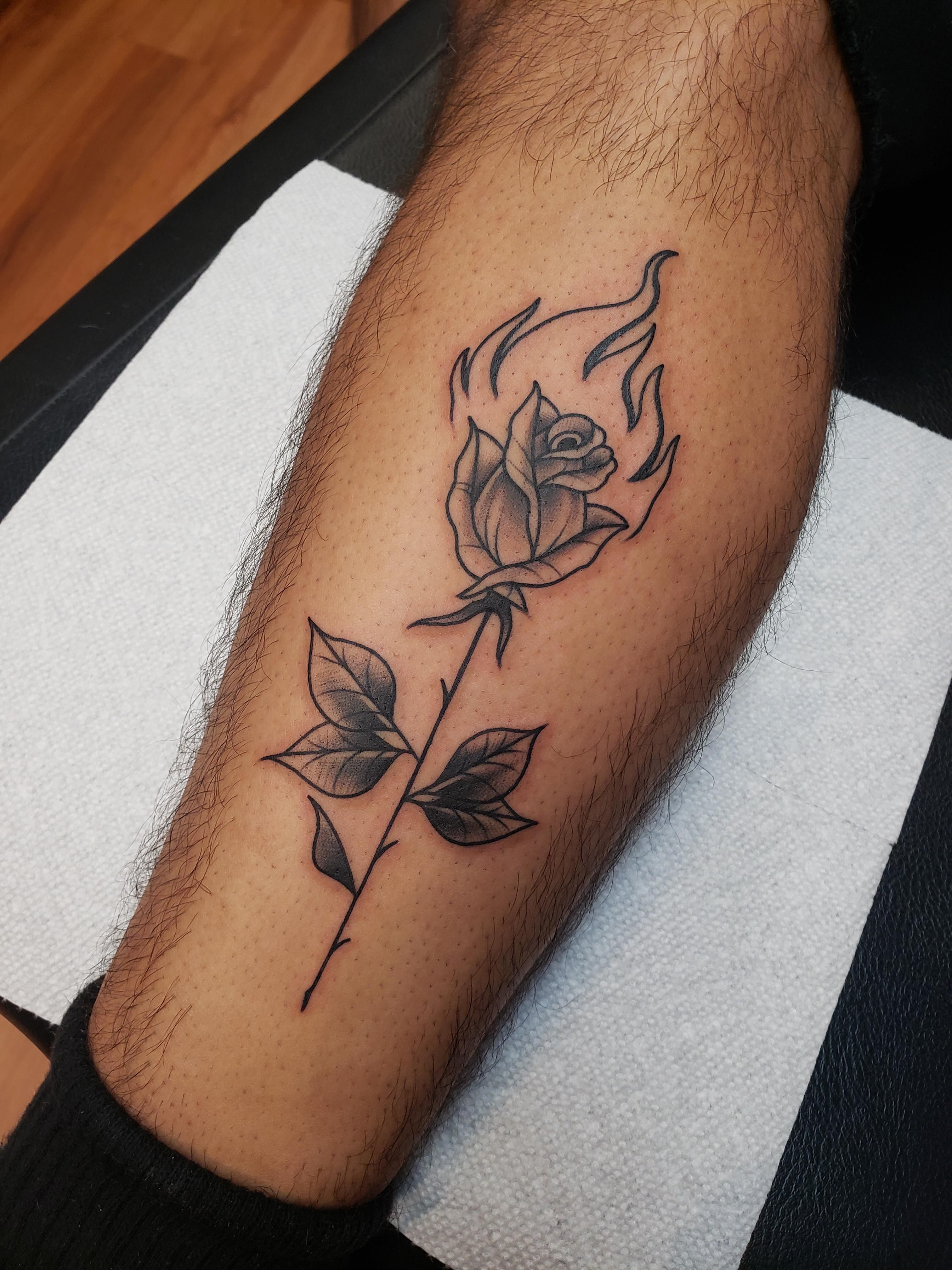 Rose On Fire Tattoo Bronctattooaus Com