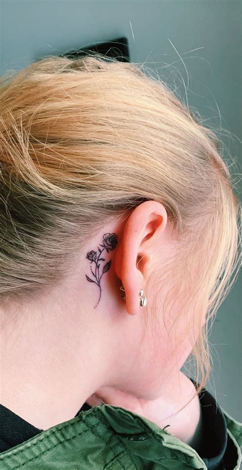 Rose Tattoo Back Of Ear At Eva Timmins Blog
