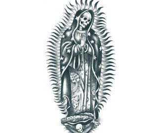Santa Muerte Tattoo Santa Muerte Temporary Tattoo Death Tattoo