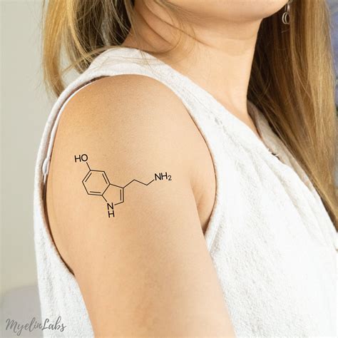 Serotonin Molecule Tattoo Small Serotonin Chemical Structure Temporary Serotonin Molecule Tattoo Small Serotonin Chemical Structure Temporary
