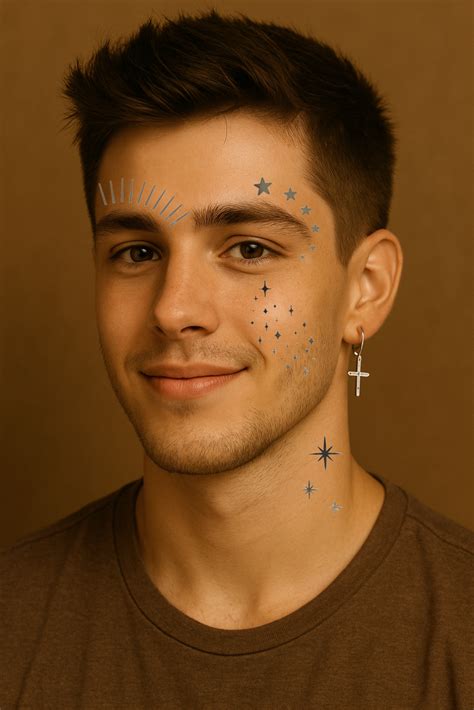 Silver Star Face Tattoos Like Ink
