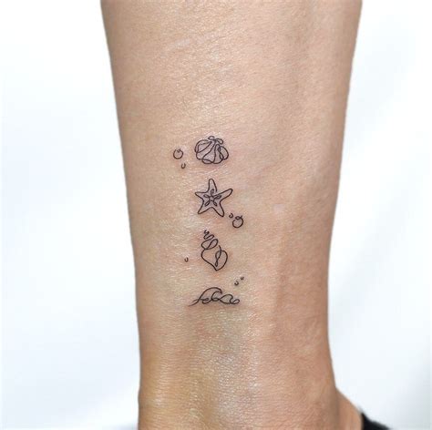Small Sea Shells Tattoo Shell Tattoos Anklet Tattoos Seashell Tattoos