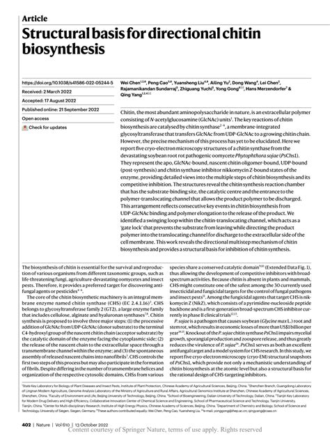 Structural Basis For Directional Chitin Biosynthesis Nature Structural Basis For Directional Chitin Biosynthesis Nature