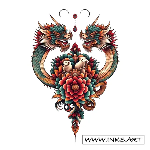 Tattoo Design Chinese Dragons And Zodiac Animals Forearm Art Style Tattoo Design Chinese Dragons And Zodiac Animals Forearm Art Style